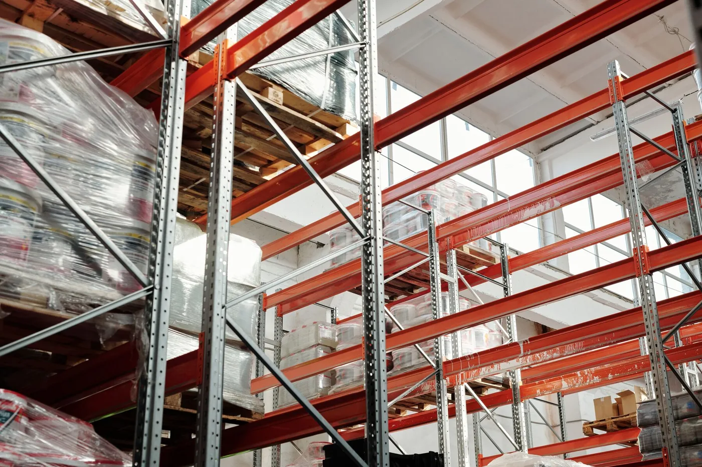 Commercial inventory stored on pallets in a warehouse